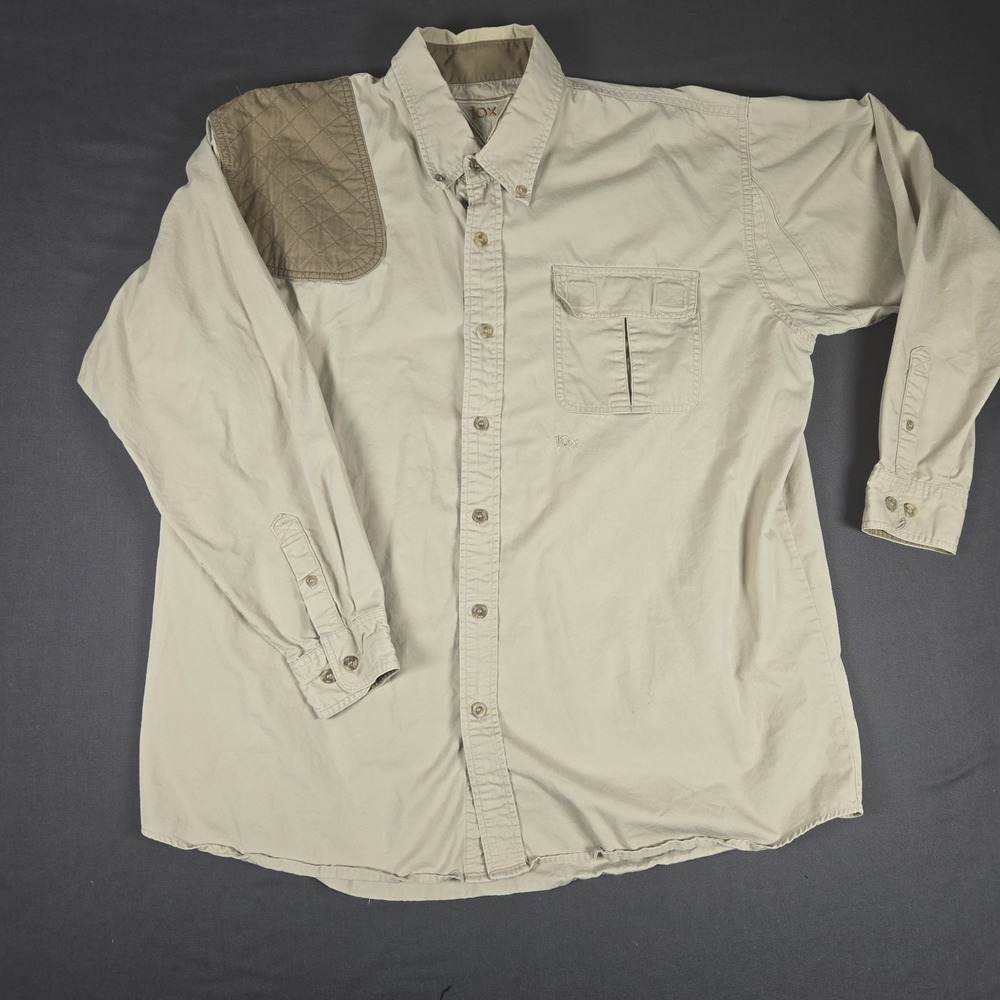 Vintage 10x Button Up Hunting Shirt - Mens 2XL Long Sleeve - Tan/Khaki